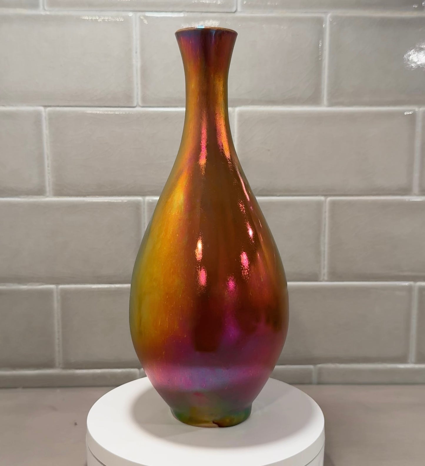 Pink and Gold Luster Vase