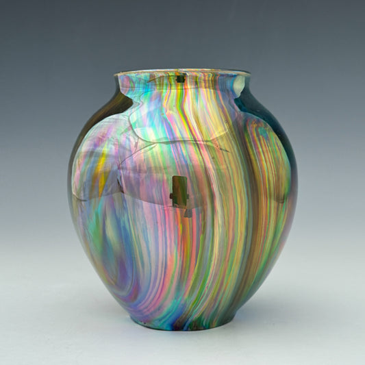 Rainbow Swirl Luster Open Vase
