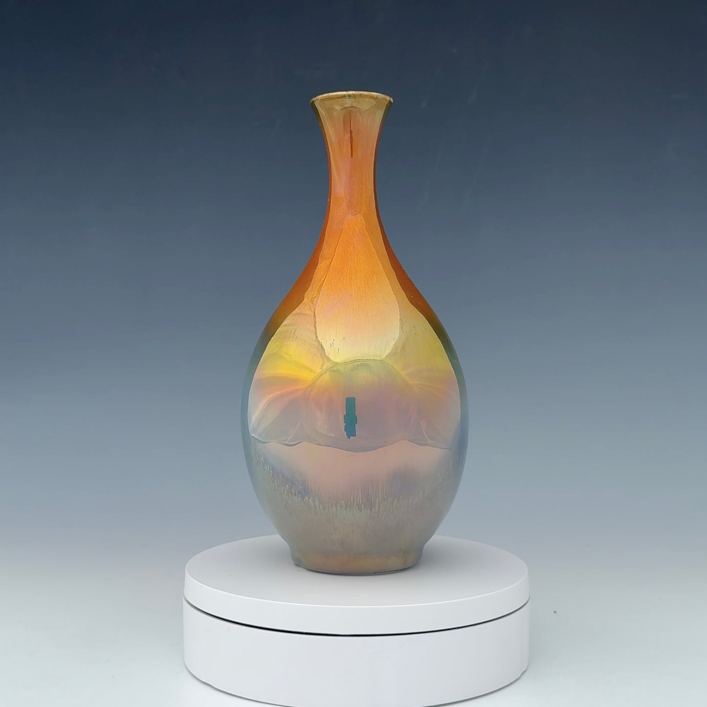 Copper and Blue Luster Vase