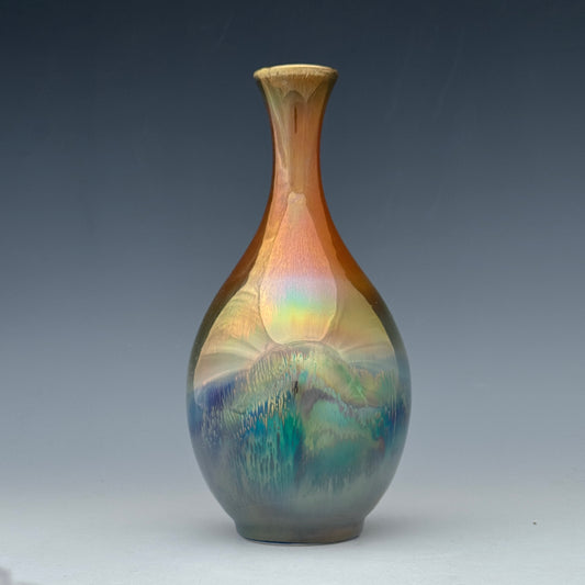 Copper and Blue Luster Vase