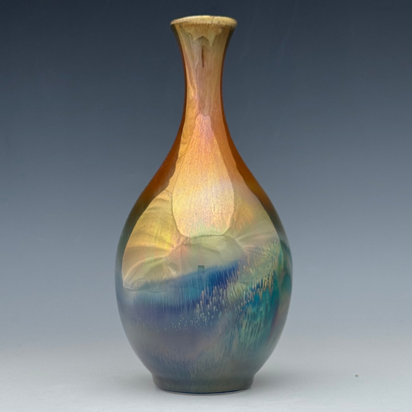 Copper and Blue Luster Vase