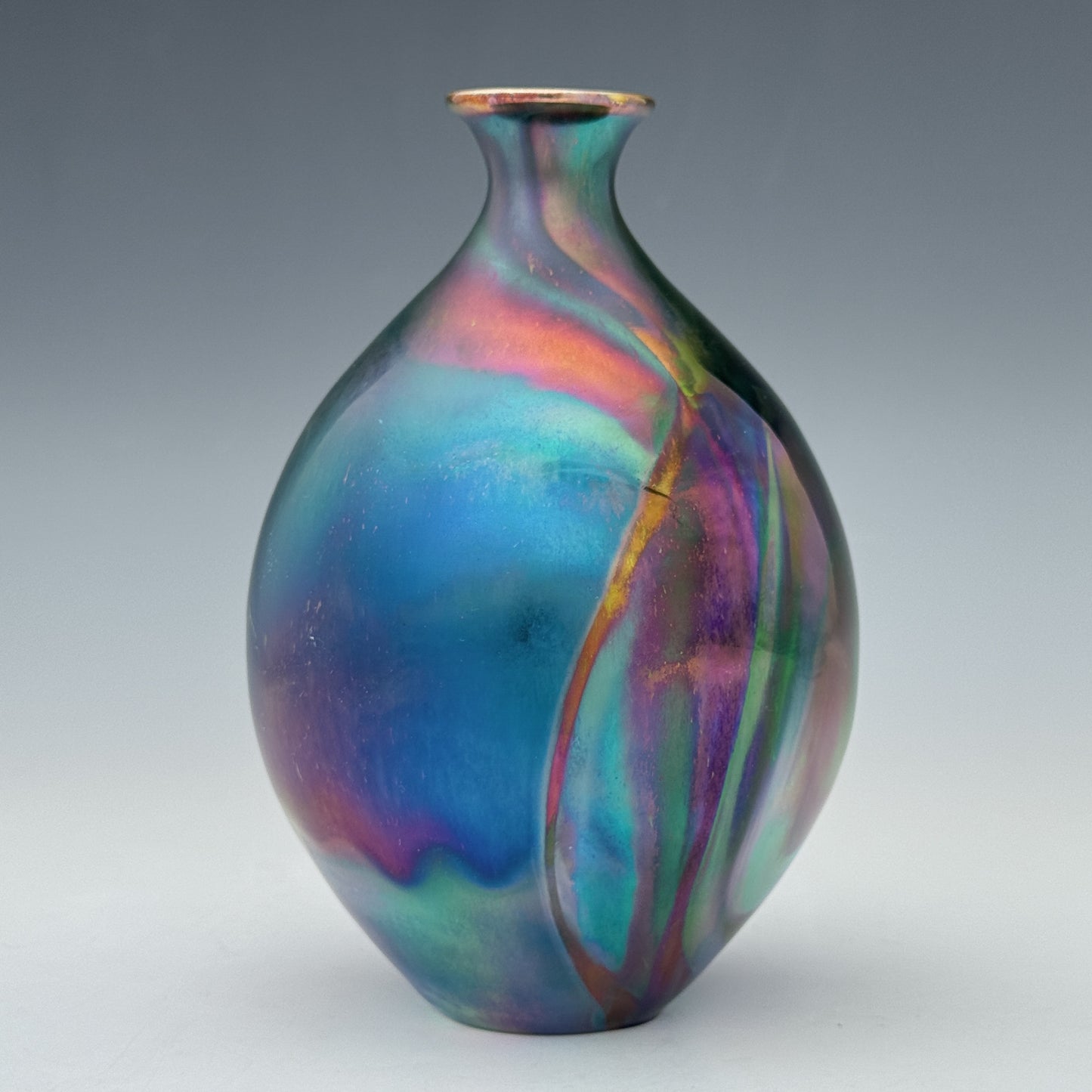 Teal Rainbow Small Vase