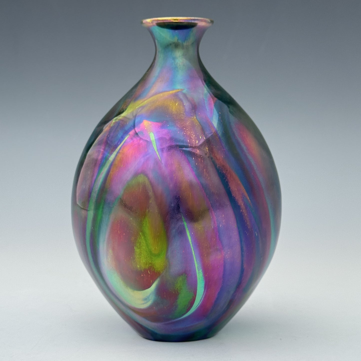 Teal Rainbow Small Vase