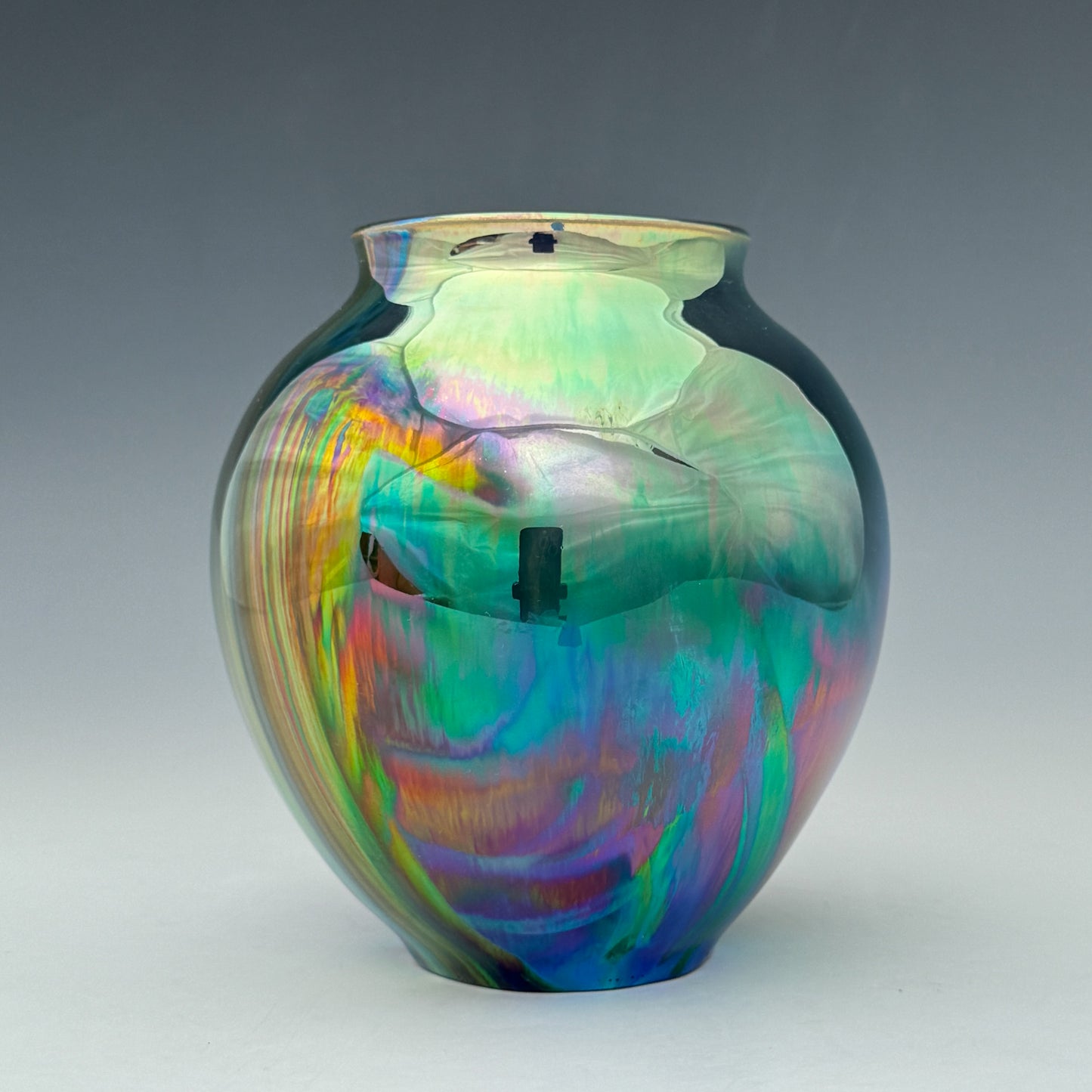 Rainbow Swirl Luster Open Vase