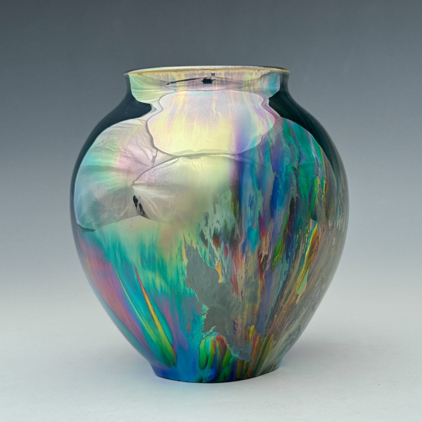 Rainbow Swirl Luster Open Vase