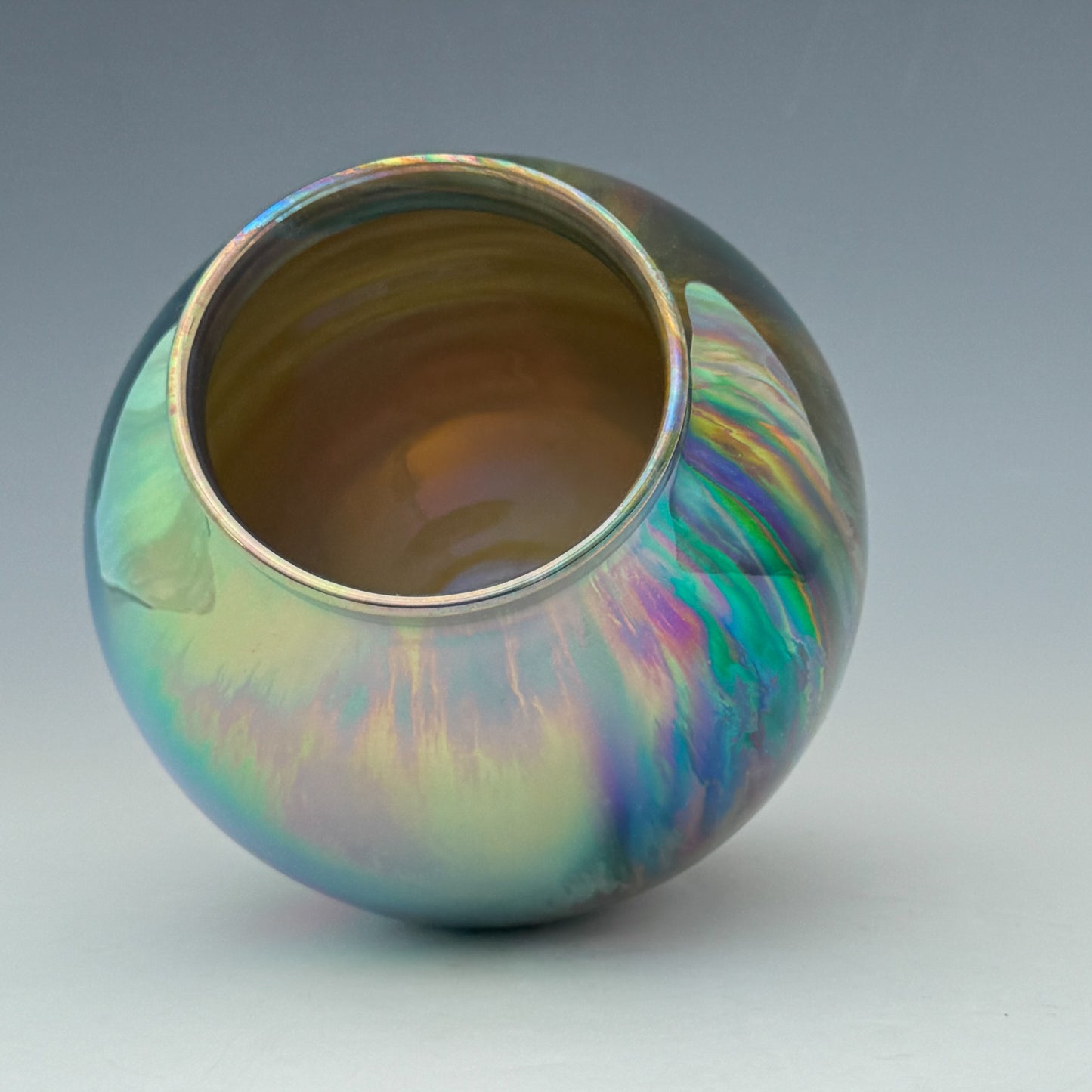 Rainbow Swirl Luster Open Vase